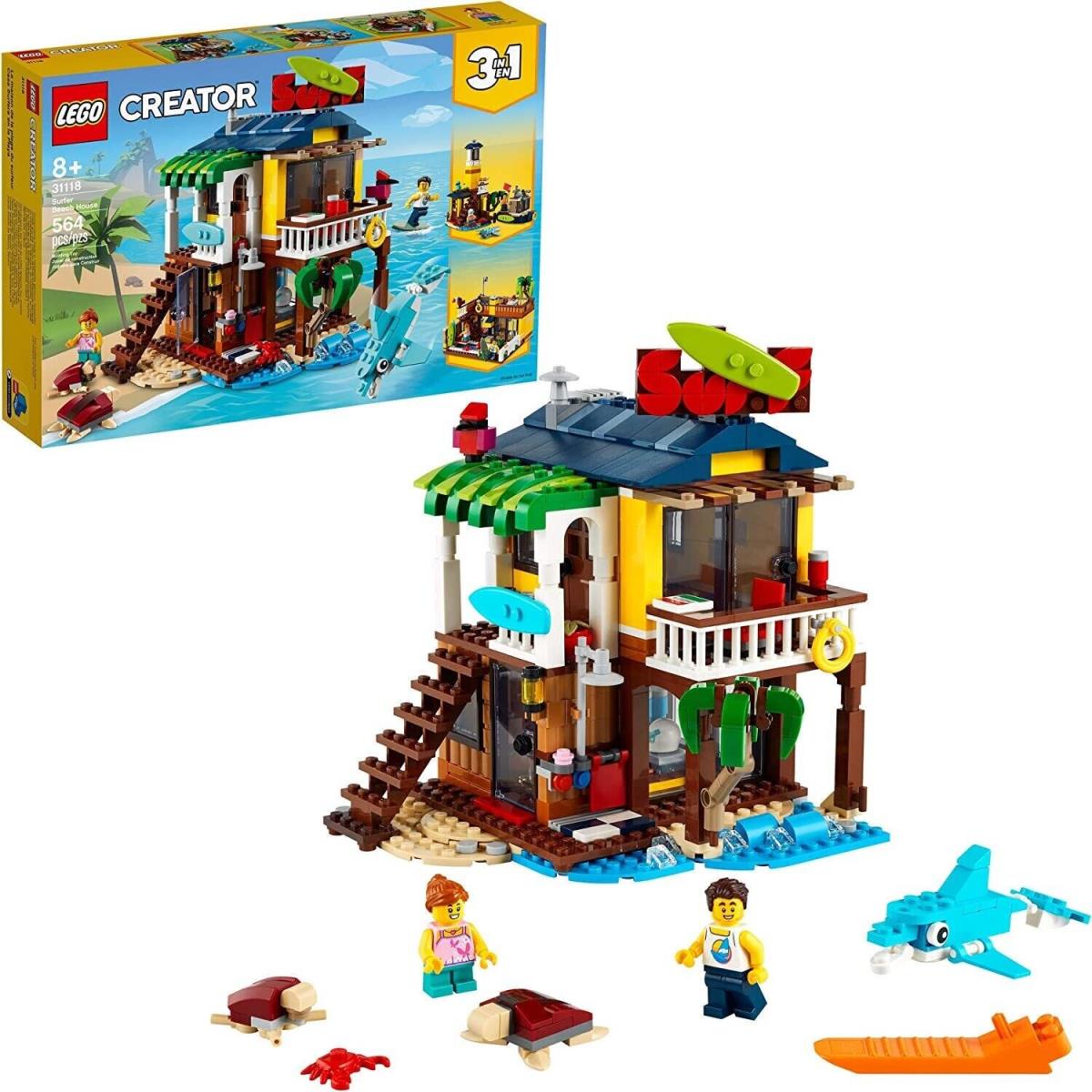 Lego Creator 3in1 Surfer Beach House 31118 Building Toy Set 564 Pieces