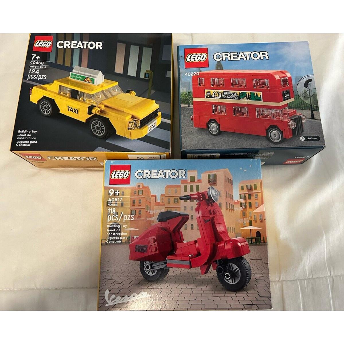 Lego Creator 40468 Yellow Taxi 40517 Vespa 40220 London Bus