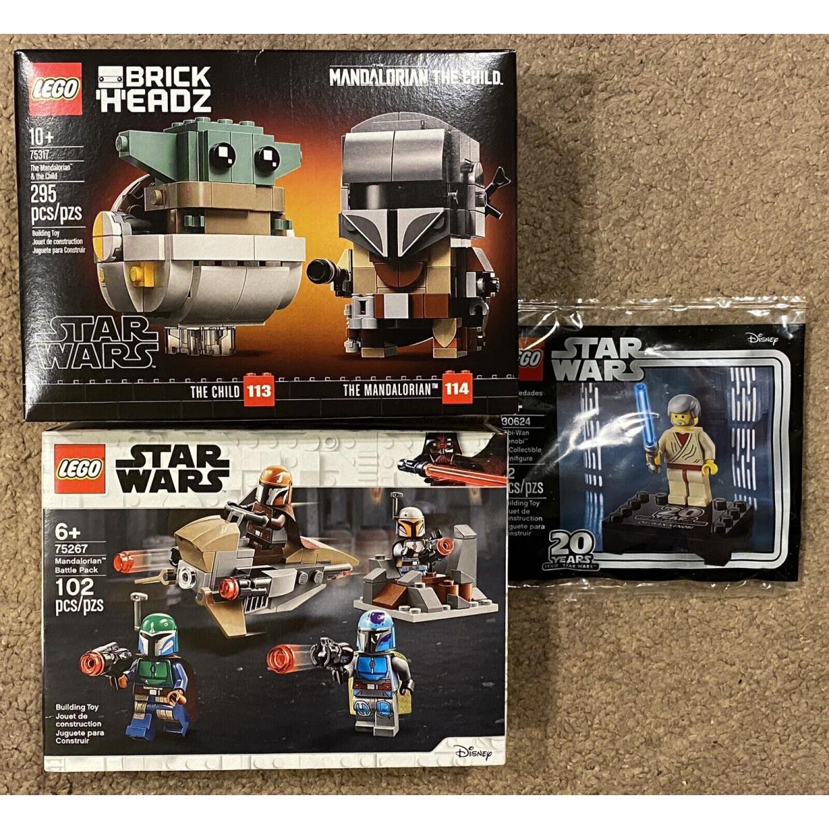 Lego Star Wars Lot: Mandalorian Battle Pack 75267 Child 75317 30624 Obi-wan