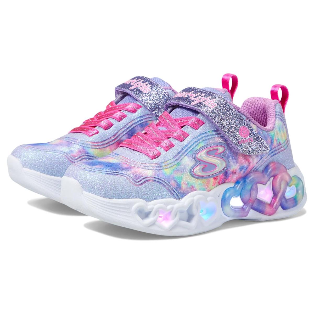 Girl`s Shoes Skechers Kids Infinite Heart Lights 303753L Little Kid/big Kid - Lavender/Multi