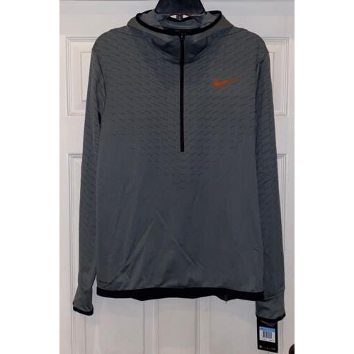 Nike Dry Mid Layer Half Zip Grey Black L/s Training Top Shirt Mens M XL