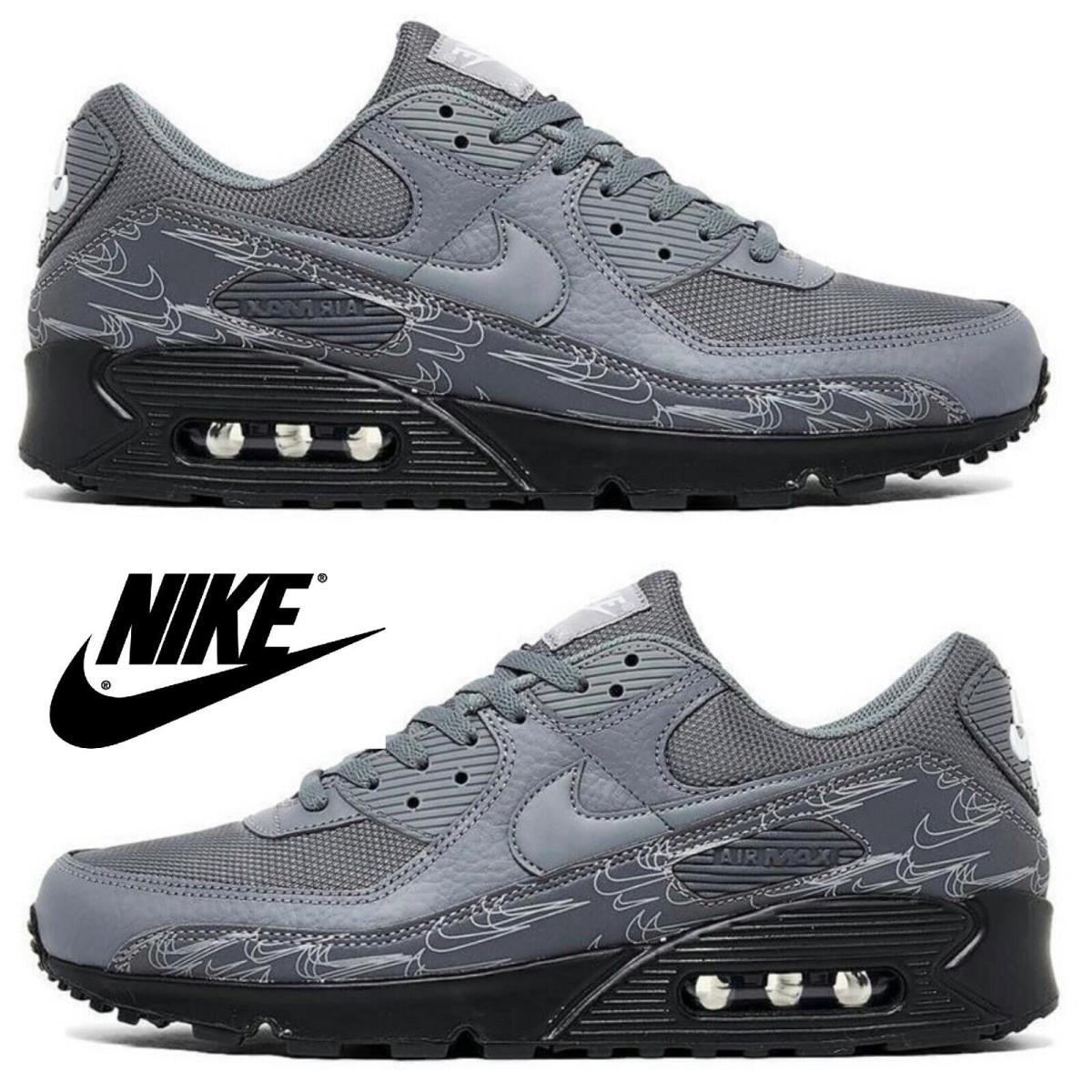 Nike Air Max 90 Casual Men`s Sneakers Running Athletic Sport Comfort Shoes Grey