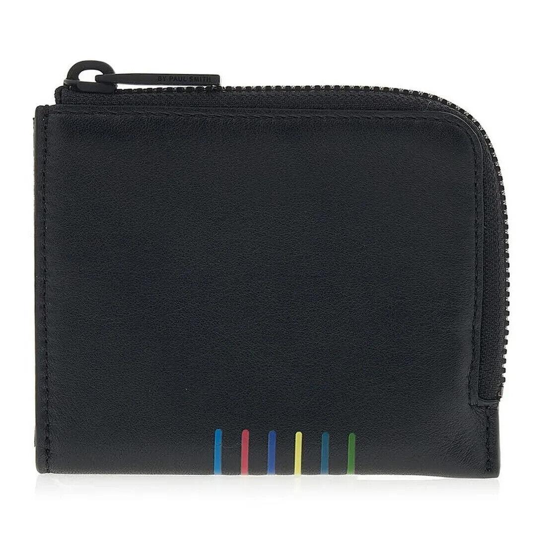 Paul Smith Leather Stripe Zip Card Holder Black ML023027