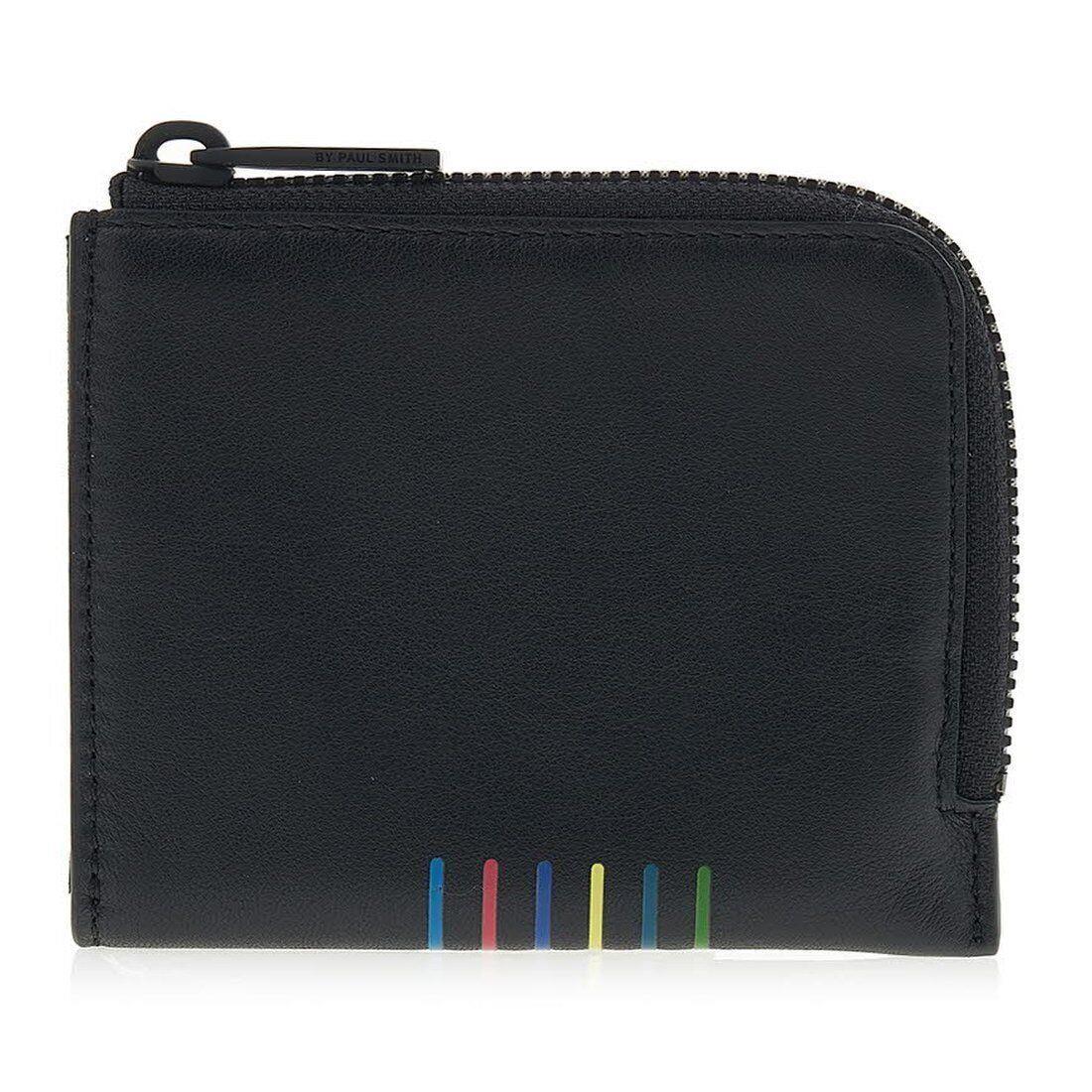 Paul Smith Leather Stripe Zip Card Holder Black Bnwb ML023027