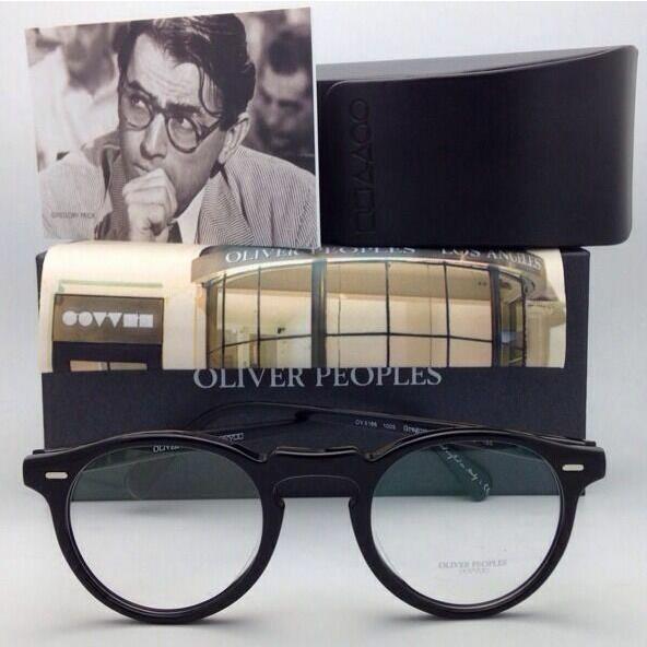 Oliver Peoples Eyeglasses Gregory Peck OV 5186 1005 45-23 Round Black Frames