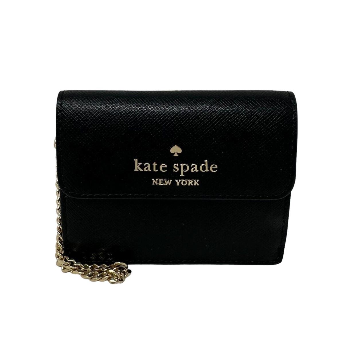 Kate Spade Madison Saffiano Leather Small Flap Card Case In Black KC591