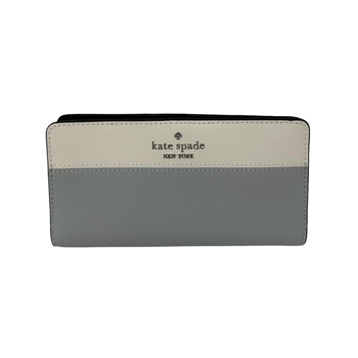 Kate Spade Madison Large Slim Bifold Saffiano Leather Wallet Platinum Grey KC510