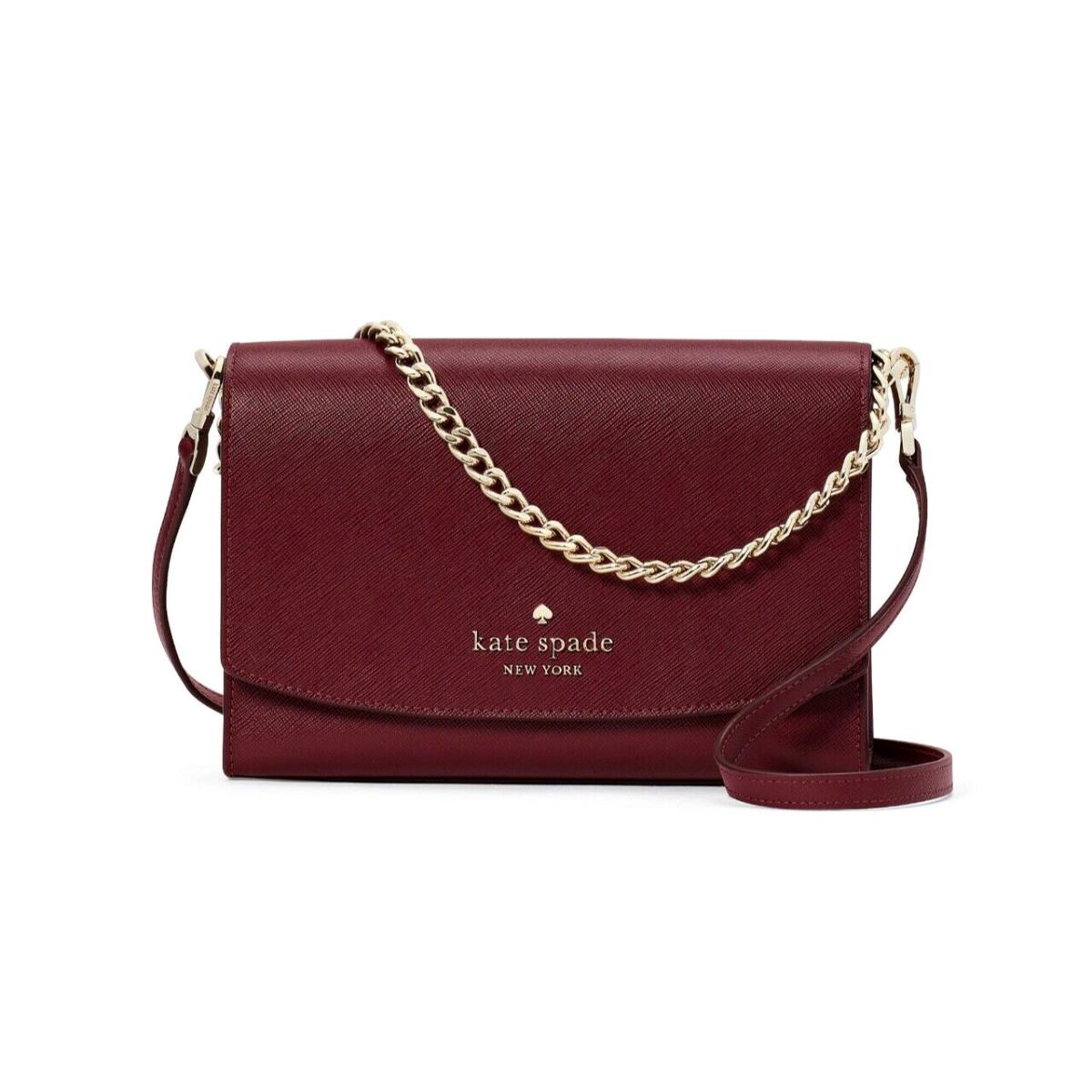 New Kate Spade Carson Saffiano Leather Convertible Crossbody Bag Deep Berry