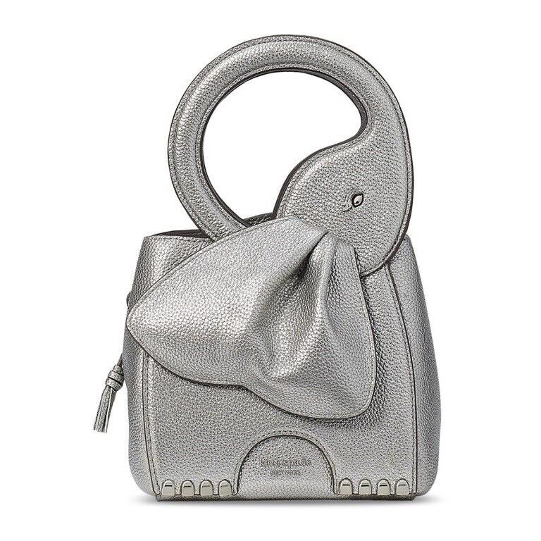 New Kate Spade Ellie Metallic Pebbled Leather 3D Elephant Top Handle Crossbody