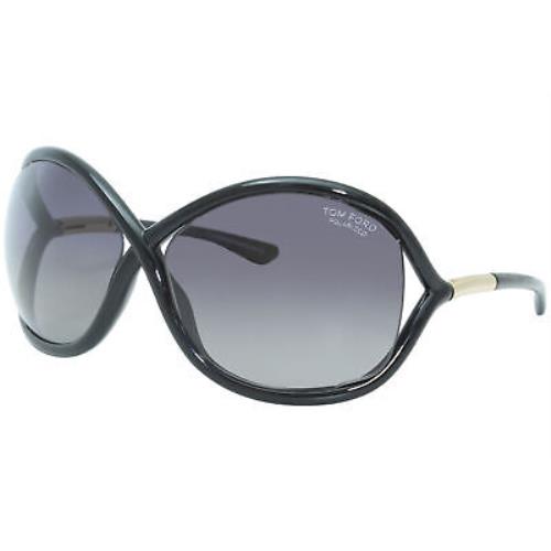 Tom Ford Whitney TF9 01D Sunglasses Women`s Shiny Black/grey Polarized Lens 64mm