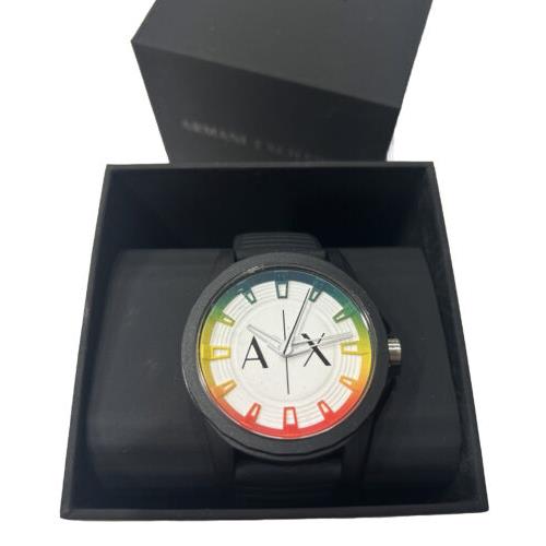 Armani Exchange Multi Color Dial Black Silicone Men`s Watch AX2531