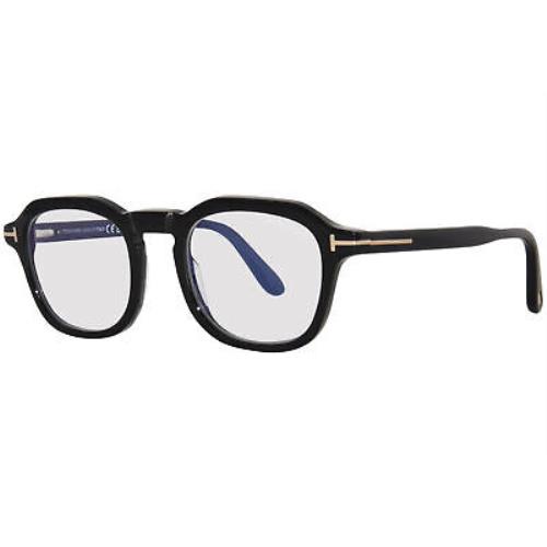 Tom Ford TF5836-B 001 Eyeglasses Men`s Shiny Black Full Rim Round Shape 49mm