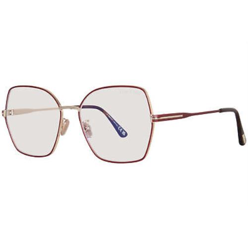 Tom Ford TF5876-B 028 Eyeglasses Frame Women`s Shiny Rose Gold/red Full Rim 56mm