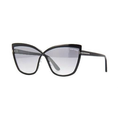 Tom Ford SANDRINE-02 FT0715 01C Sunglasses Black Frame Mirrored Lenses 68mm