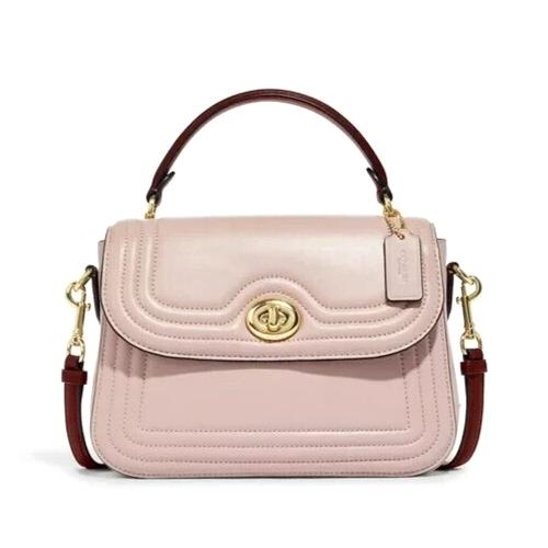 Coach Marlie Mauve Pink Cranberry Top Handle Satchel with Border Quilting