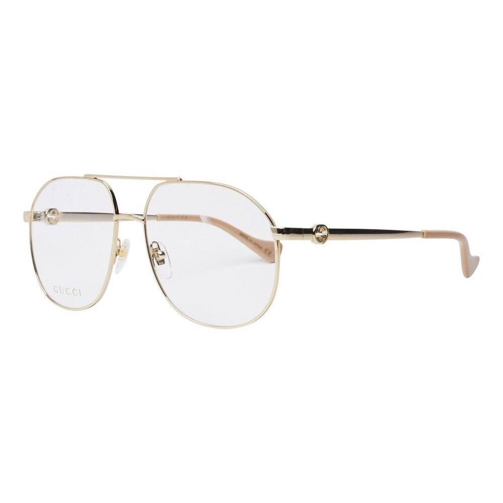 Gucci Eyeglasses GG1091o-002-56 Gold Frame Transparent Lenses