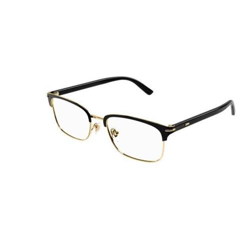 Gucci GG14480 001 Gold-black Clear Rectangular Men`s Eyeglasses