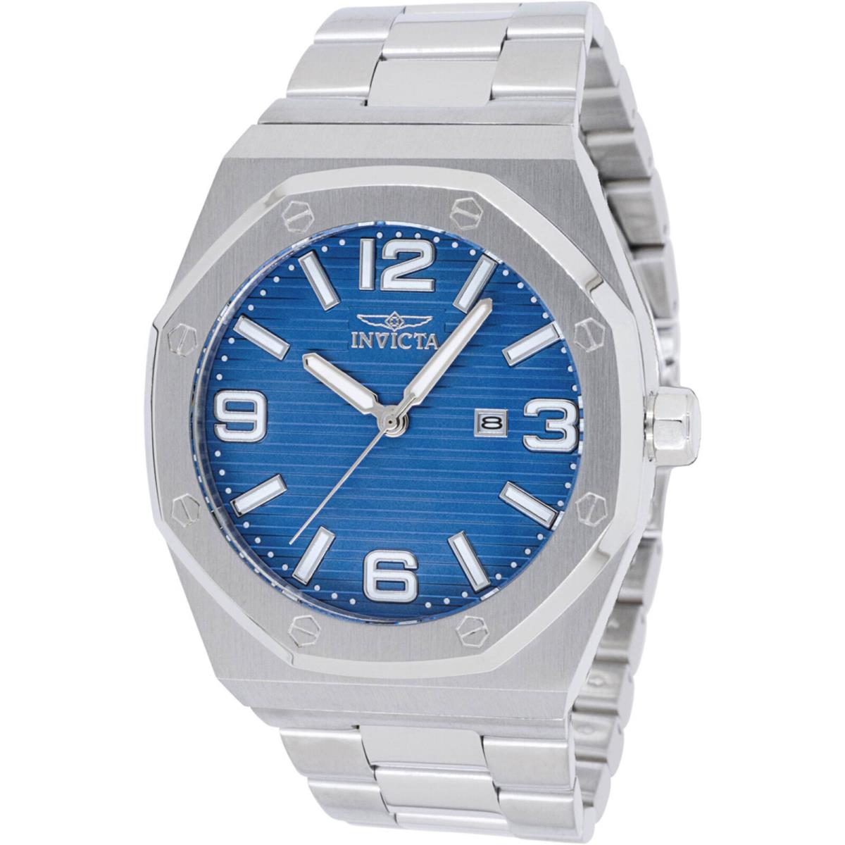 Invicta Men`s Watch Huracan Quartz Blue Dial Stainless Steel Bracelet 45778 - Dial: Blue, Band: Silver