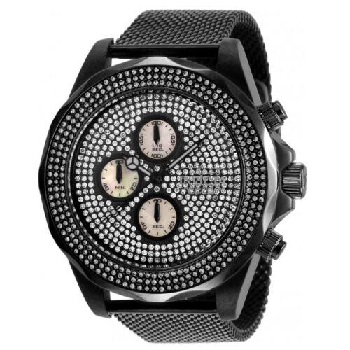 Invicta Pro Diver Men`s 47mm Double Black Pave Crystal Chronograph Watch 35645