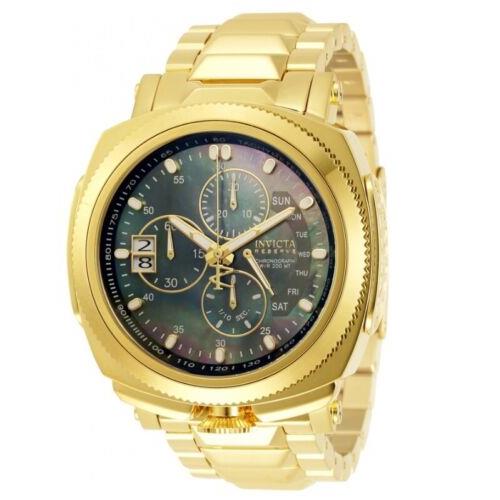 Invicta Reserve 15th Anniversary Limited Black Mop Swiss Chronograph Watch 30839 - Dial: Black, Band: Yellow, Bezel: Black