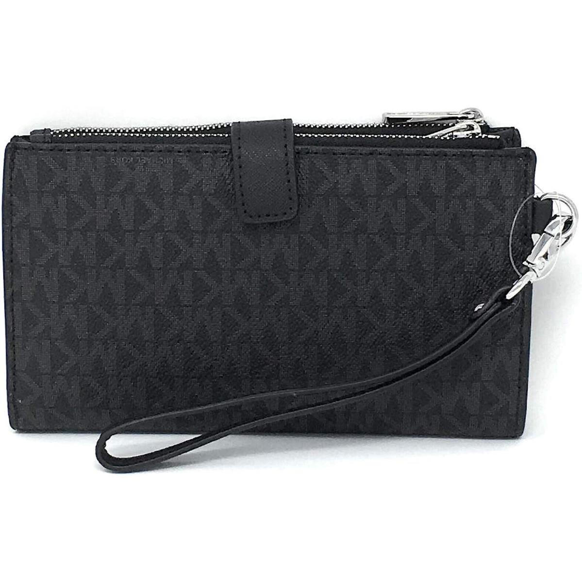 Michael Kors Jet Set Double Zip Wristlet Black Pvc