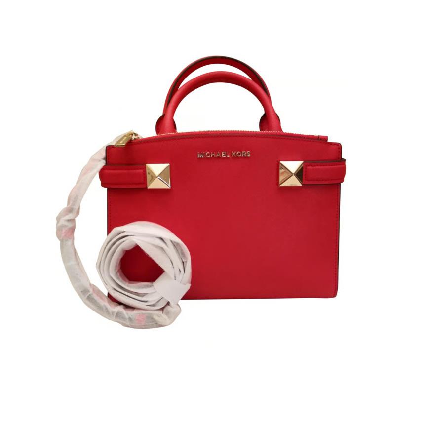 Michael Kors Red Tote/crossbody Bag with Pyramid Stud Detail