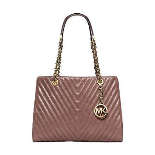 Michael Kors Susannah Chevron Quilted Tote in Dusty Rose Non Outlet