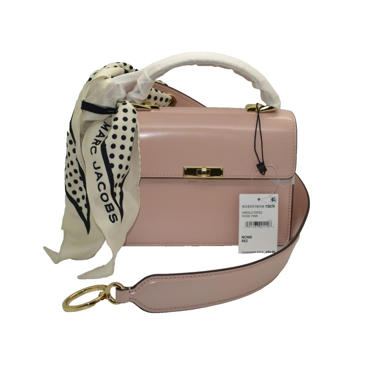 I0 Marc Jacobs Downtown Rose Pink Leather Turn Lock Flap Shoulder Bag