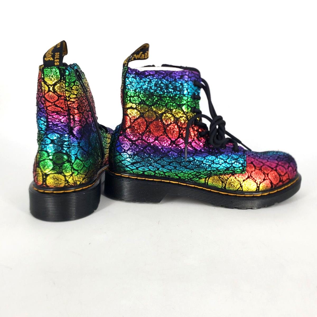 Doc Martens 1460 Pascal Boots Youth Size 5 Shoes Rainbow Croc Metallic Suede