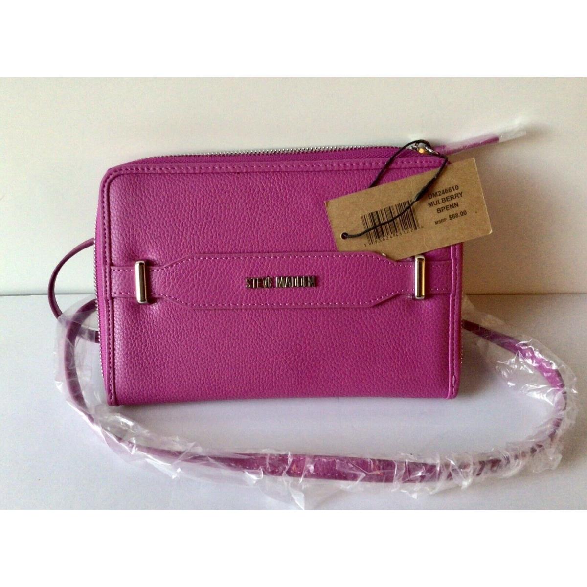 Steve Madden Mulberry Fushia Zip Around Crossbody Bag