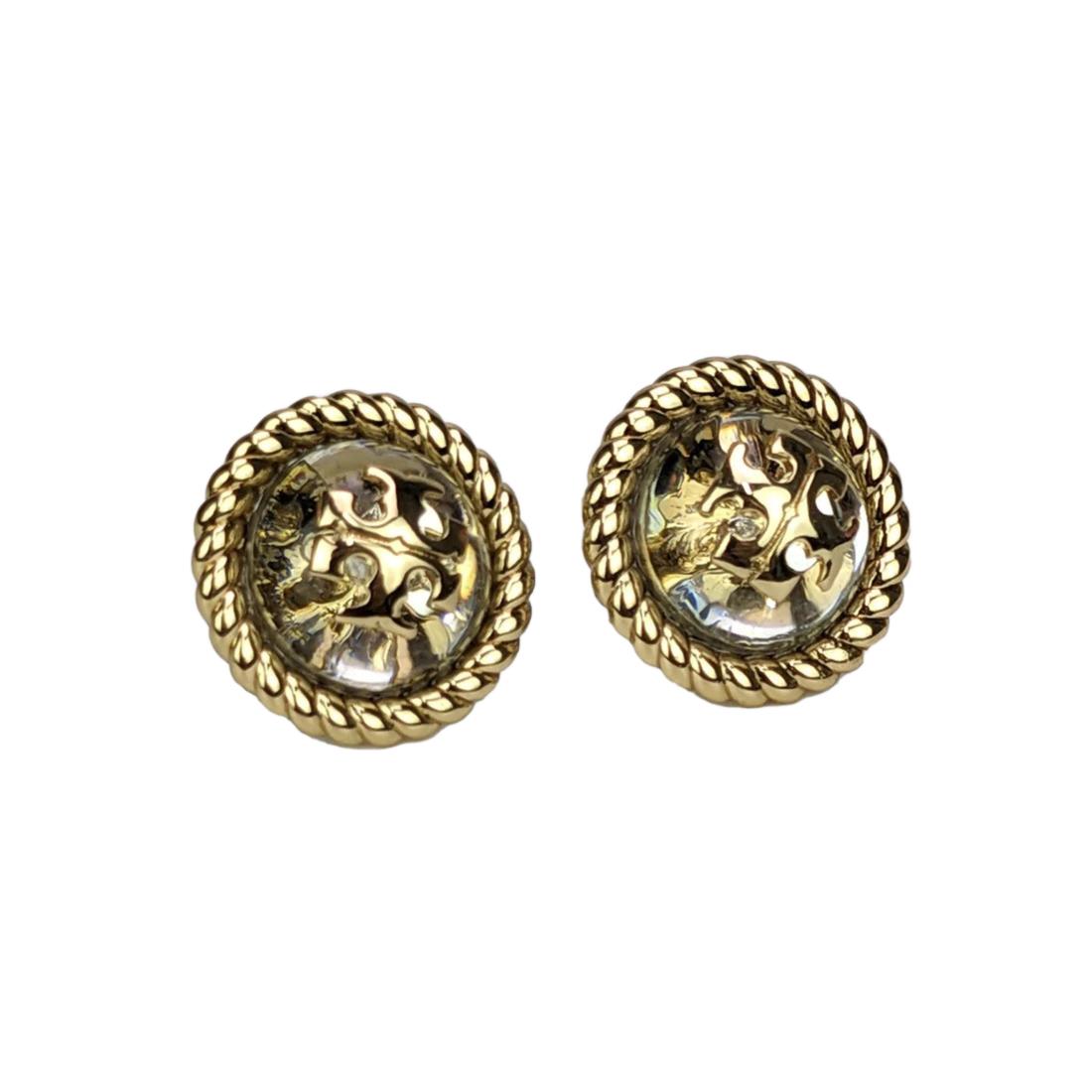 Tory Burch 139831 Gold Tone Rope Logo Resin Womens Earrings