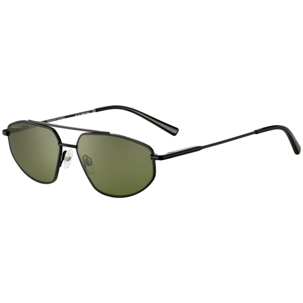 Serengeti Marlon Polarized Photochromic Men`s Geometric Aviator Sunglasses Italy Matte Black/555nm Green (SS539003)