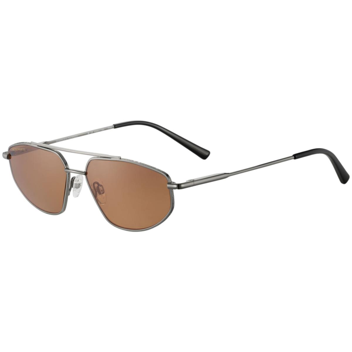 Serengeti Marlon Polarized Photochromic Men`s Geometric Aviator Sunglasses Italy Shiny Dark Gunmetal/Drivers (SS539004)