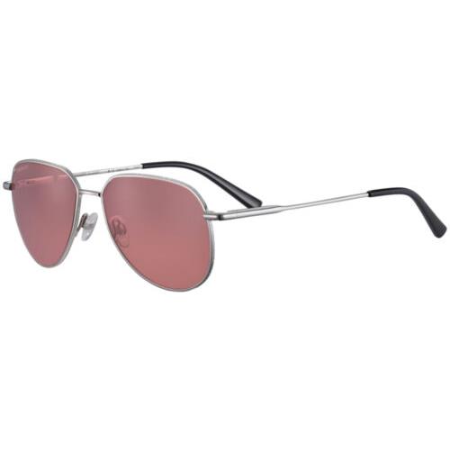 Serengeti Haywood Small Polarized Photochromic Pilot Sunglasses - Italy Shiny Silver-Tone/Sedona (SS544004)