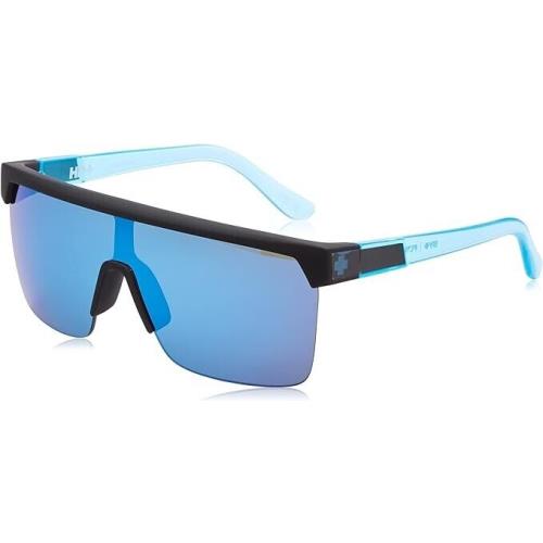 Spy Optic Flynn 50/50 Semi-rimless Shield Sunglasses HD Lens UV Protection - Frame: Blue, Lens: Blue