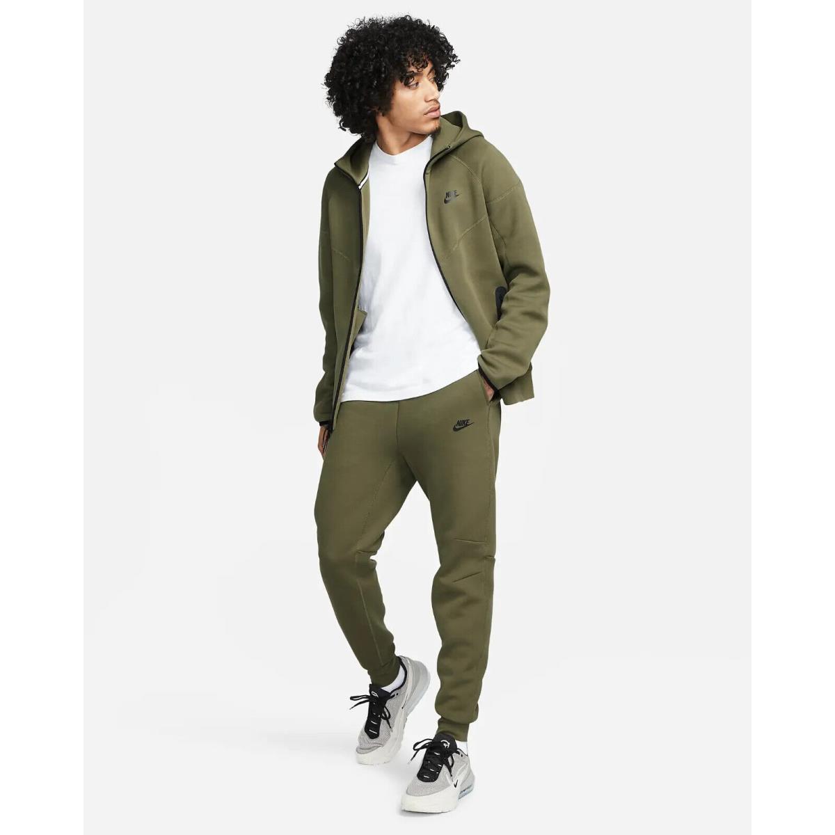 Nike Sportswear Tech Fleece Sweatsuit Set Olive Green Pants and Full Zip Hoodie