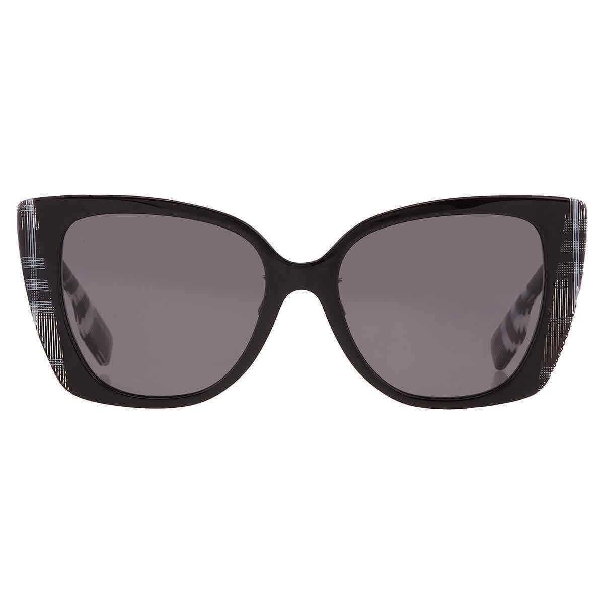 Burberry Meryl Polarized Dark Grey Butterfly Ladies Sunglasses BE4393F 405181 54 - Frame: Black, Lens: Grey