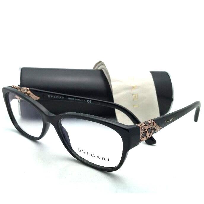 Bvlgari Eyeglasses 4104-B 501 54-16 140 Black Bronze Frames with Crystals