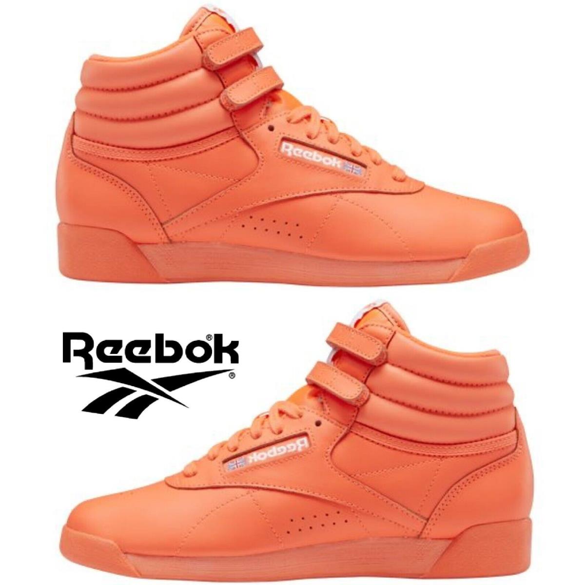 Reebok Freestyle HI Women`s Sneakers Sport Workout Casual Shoes Orange - Orange, Manufacturer: Orange/Orange/White
