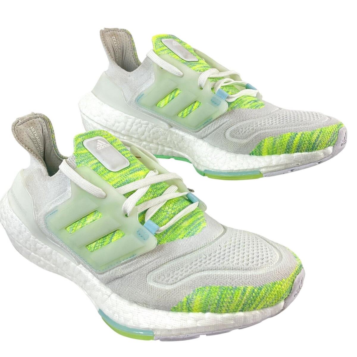 Adidas Shoes Womens Size 8 White Neon Green Running Ultraboost 22 Cushion