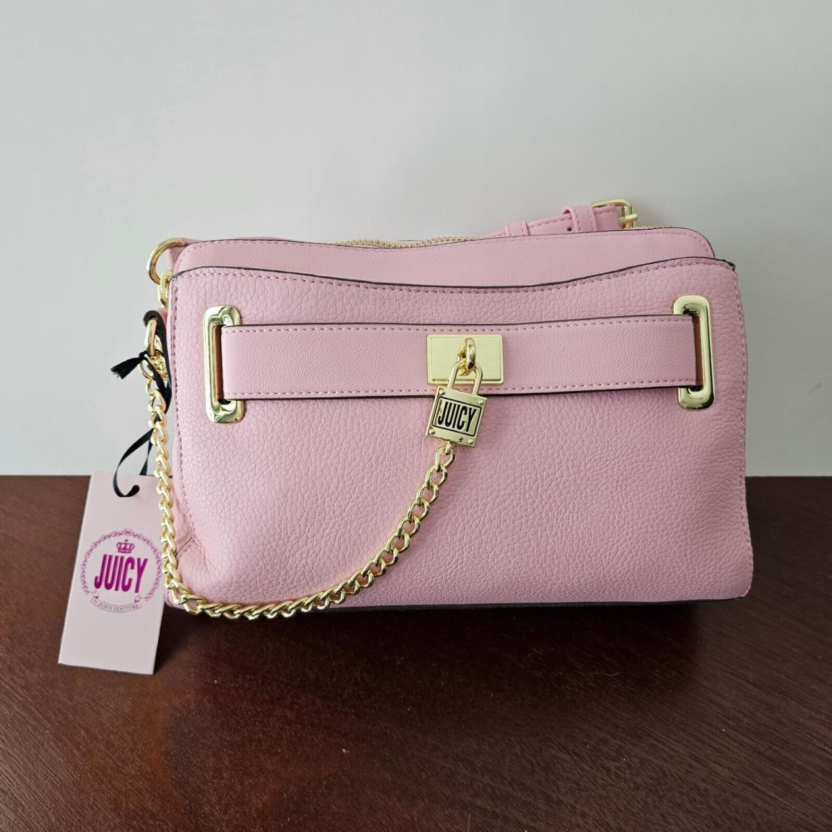 Juicy Couture Lock Key Chain Crossbody Bag Pink Flamingo