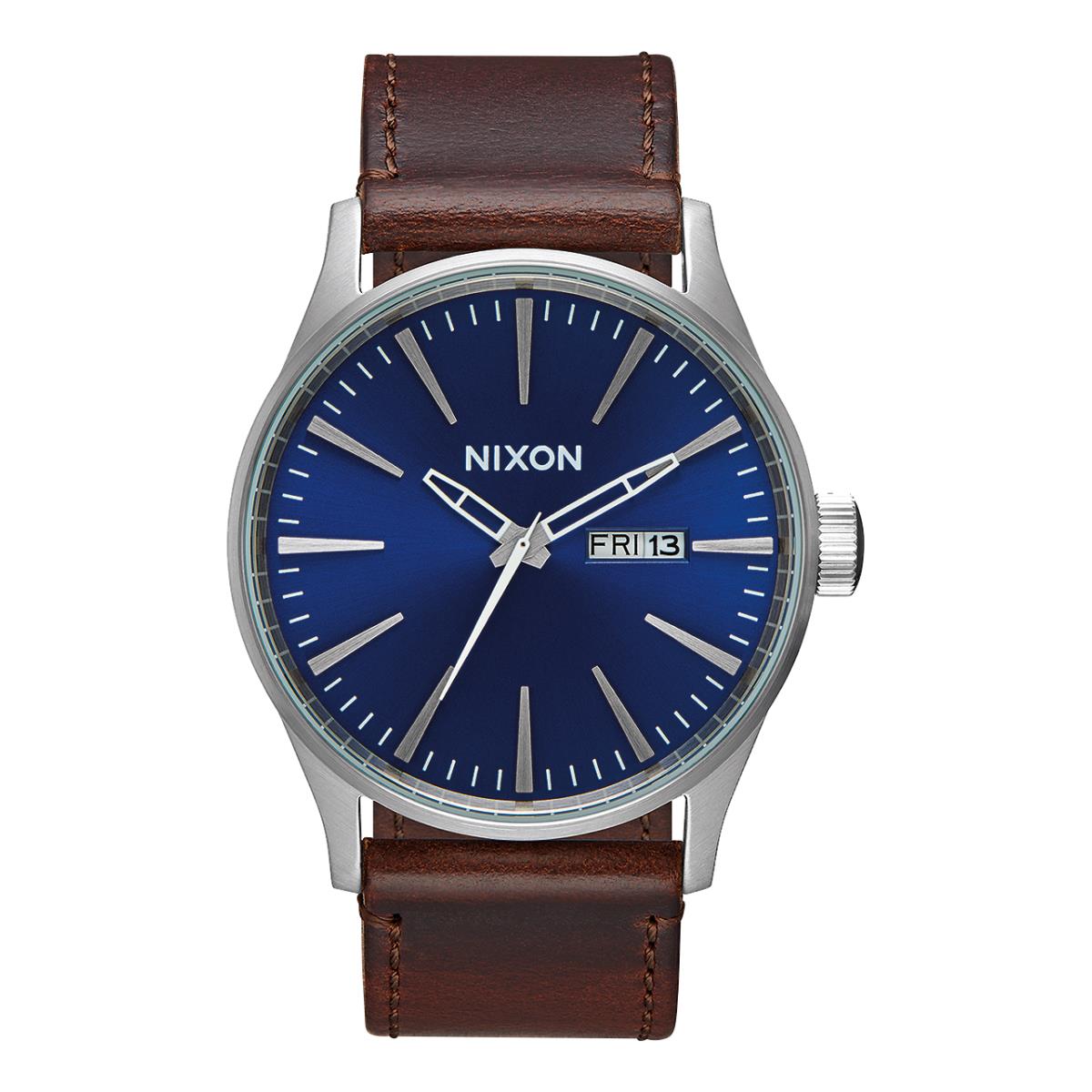 Nixon The Sentry Leather Watch 1524-Blue-Brown