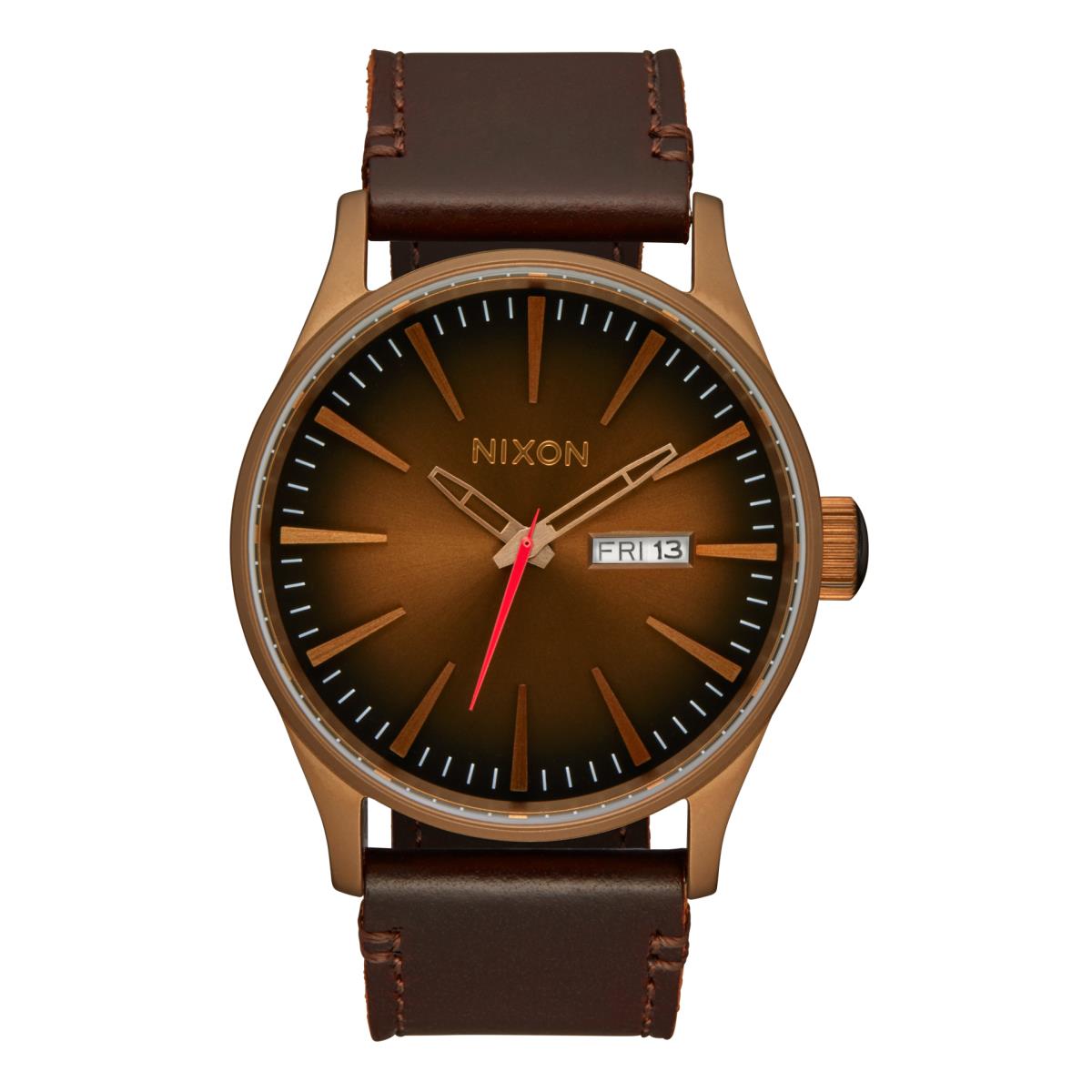 Nixon The Sentry Leather Watch 5145-Bronze-Black