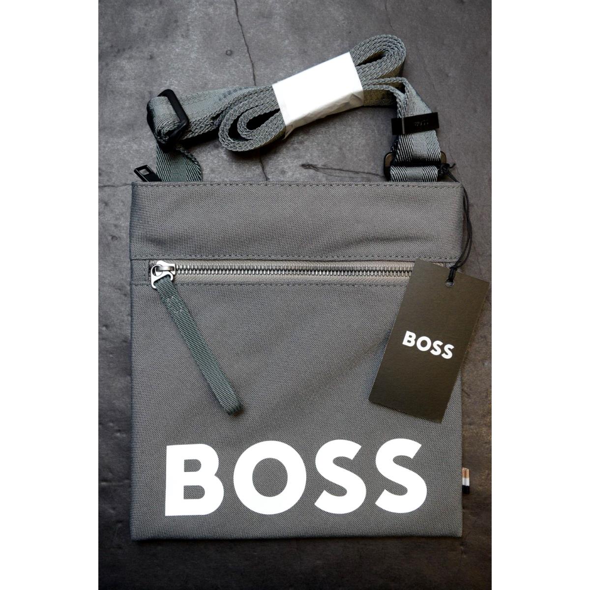 Hugo Boss Pixel Logo Recycled Material Med Gray Envelope Sling Shoulder Bag