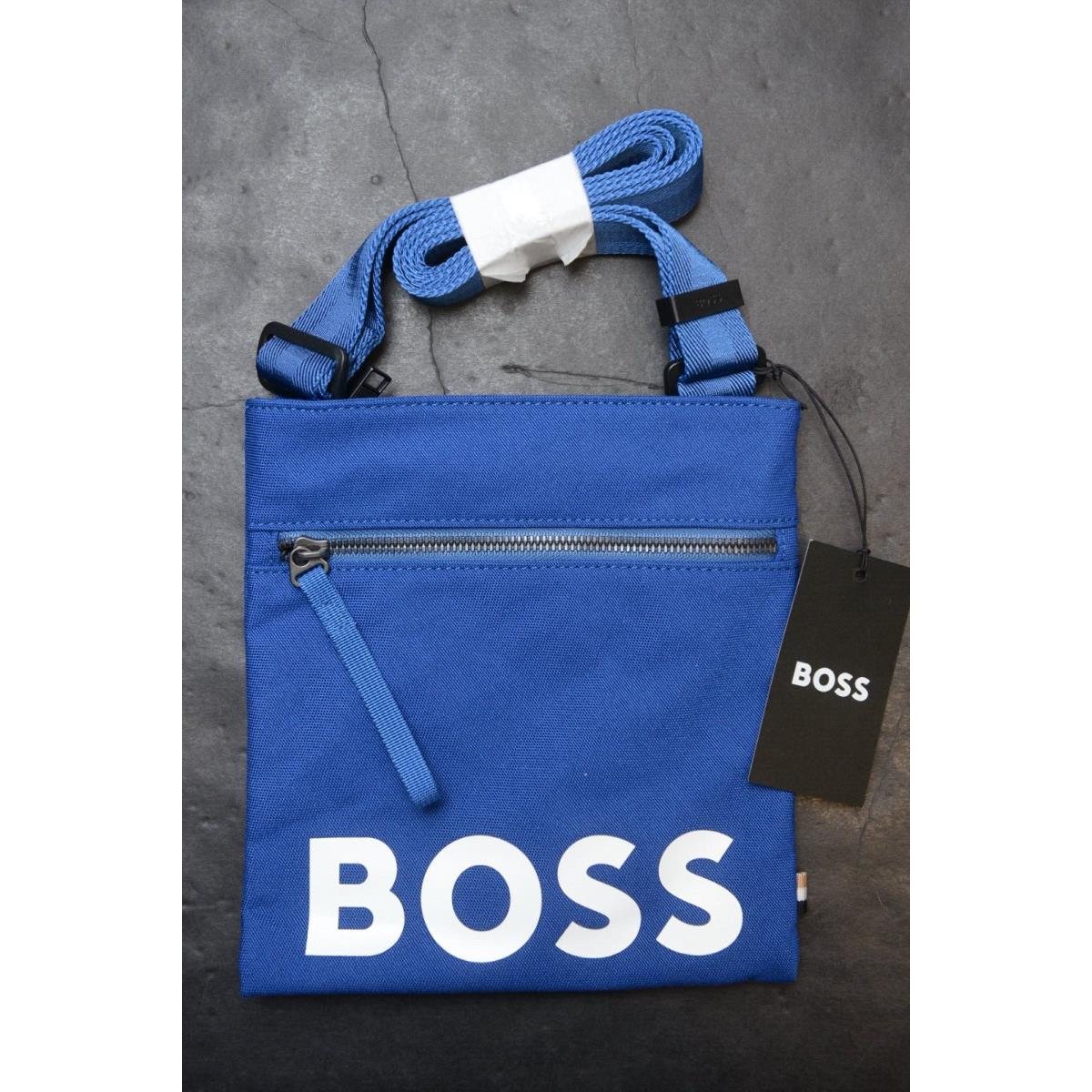 Hugo Boss Pixel Logo Recycled Material Med Blue Envelope Sling Shoulder Bag