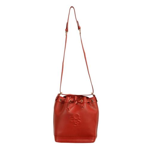 Hugo Boss Women`s Celia True Red Leather Bucket Crossbody Shoulder Bag