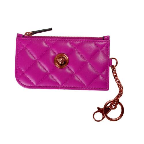 Versace Women`s Purple Quilted Leather Card Case Keycha