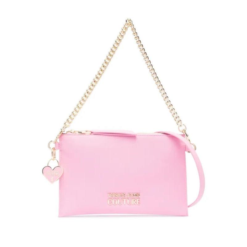 Versace Jeans Couture Deluxe Logo Crossbody Bag Baby Pink - Handle/Strap: Baby Pink, Hardware: Gold, Exterior: Baby Pink