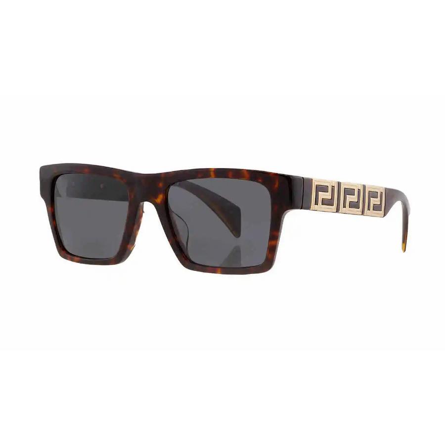 Versace VE4445F 108/87 Havana/dark Grey Rectangular Men`s Sunglasses - Frame: Havana, Lens: Dark Grey