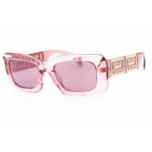 Versace VE4444U 5355AK Sunglasses Transparent Pink Frame Violet Silver Mirror